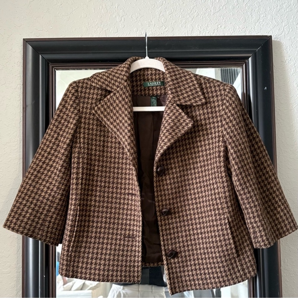 Ralph Lauren Brown Houndstooth Blazer